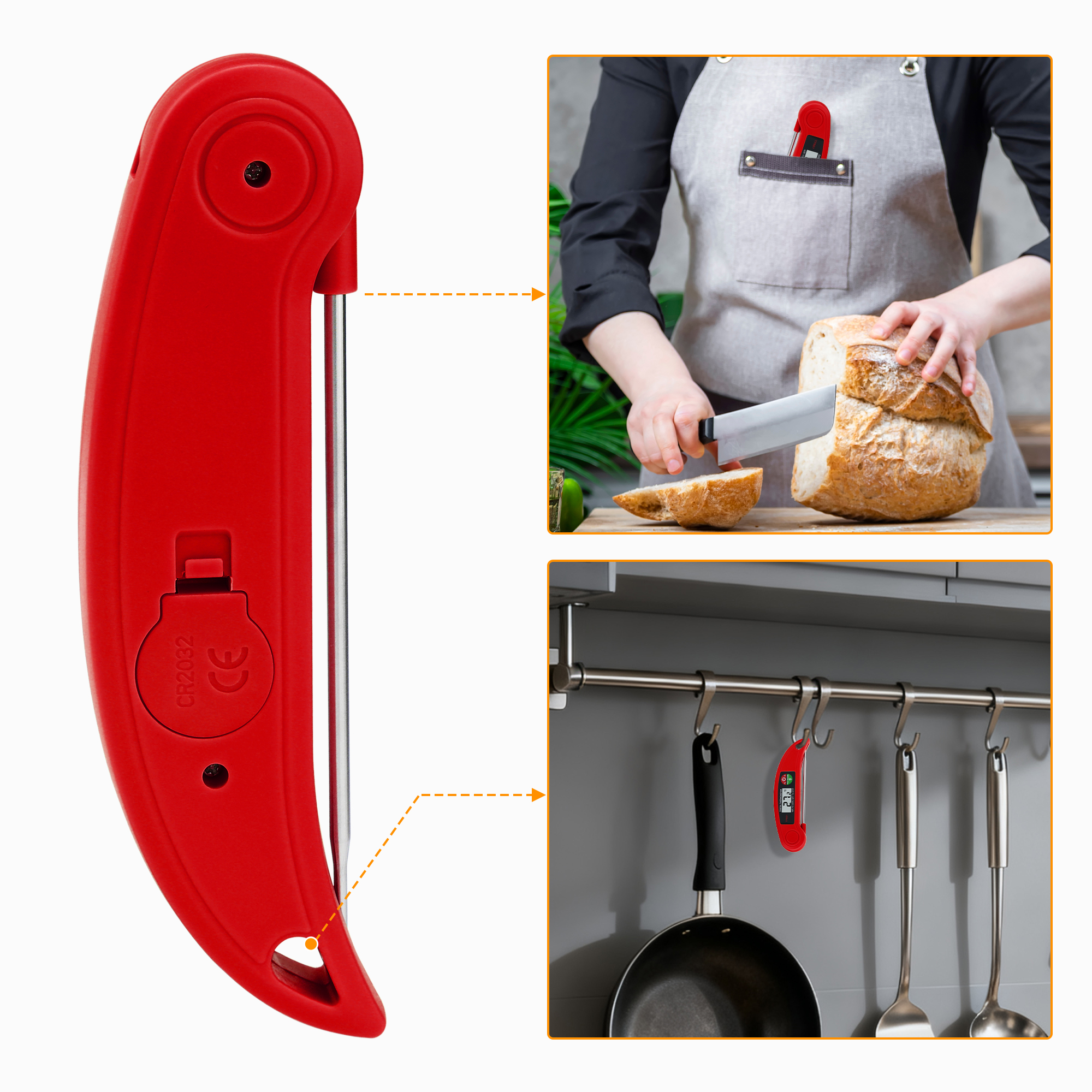 Unique Bargains Digital Meat Instant Read Food Thermometer Black/Red