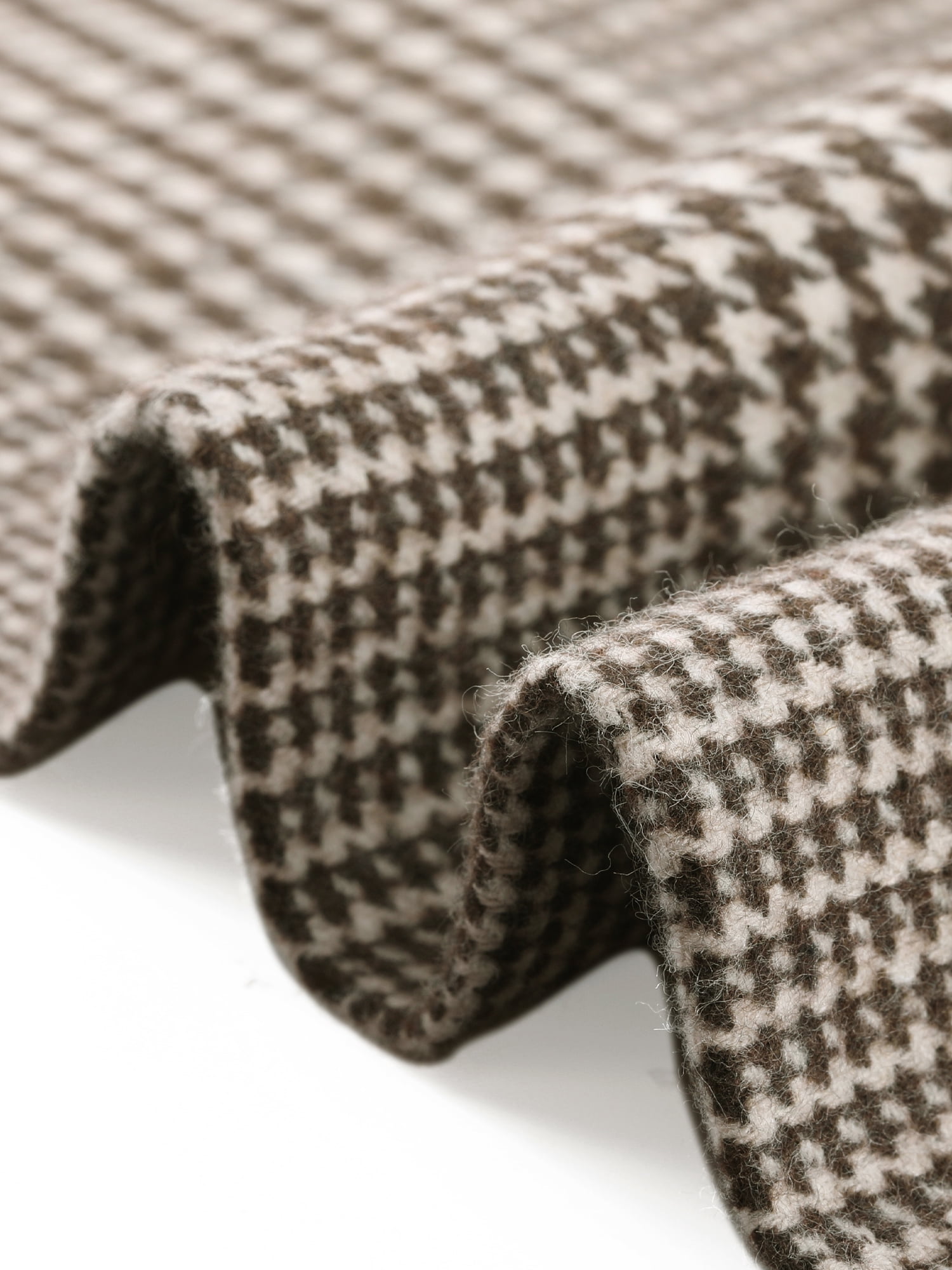 DARING DIVA Women's Houndstooth Long Sleeve Plaid Button Jacket L Brown