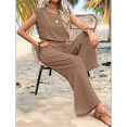 thumbnail image 4 of Jumpsuits for Women 2025 Summer Ruffle Sleeves Square Neck Rompers Drawstring Overalls with Pockets Khaki L, 4 of 10