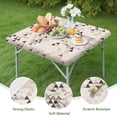 thumbnail image 4 of Beige Geometric Triangle Pattern Square Fitted Tablecloth with Elastic Edge,Square Table Cover,Washable Elastic Table Cover for Home Kitchen Party Decor 36"x36", 4 of 6