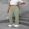 thumbnail image 3 of LYMAYTER S-2XL Fashion Pants for Women Casual High Waist Leg Pants Stretchy Button Business Work Trousers, 3 of 7