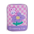 thumbnail image 1 of Girl Cartoon PU Checkerboard Pattern Tablet Case Zipper Clutch (Black), 1 of 10