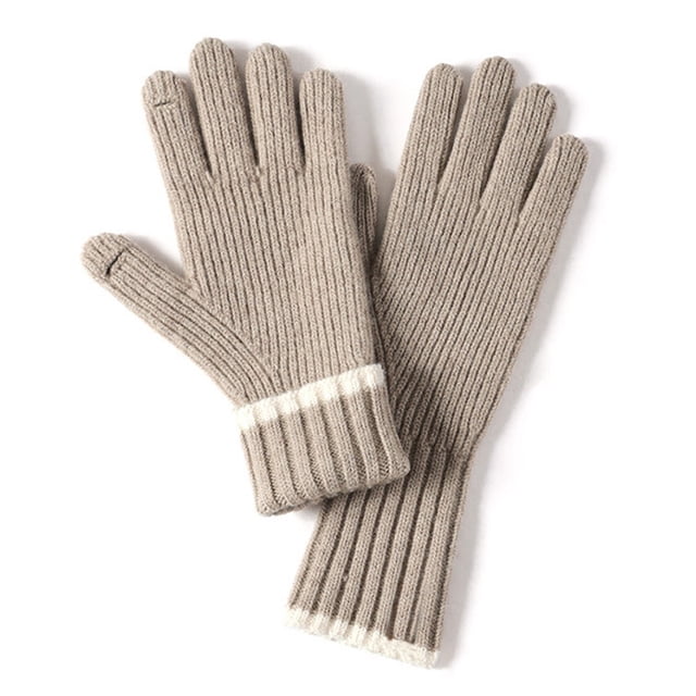 Guantes de invierno para mujer, cálidos guantes de punto de lana elásticos sin dedos con dedos para pantalla táctil 1109