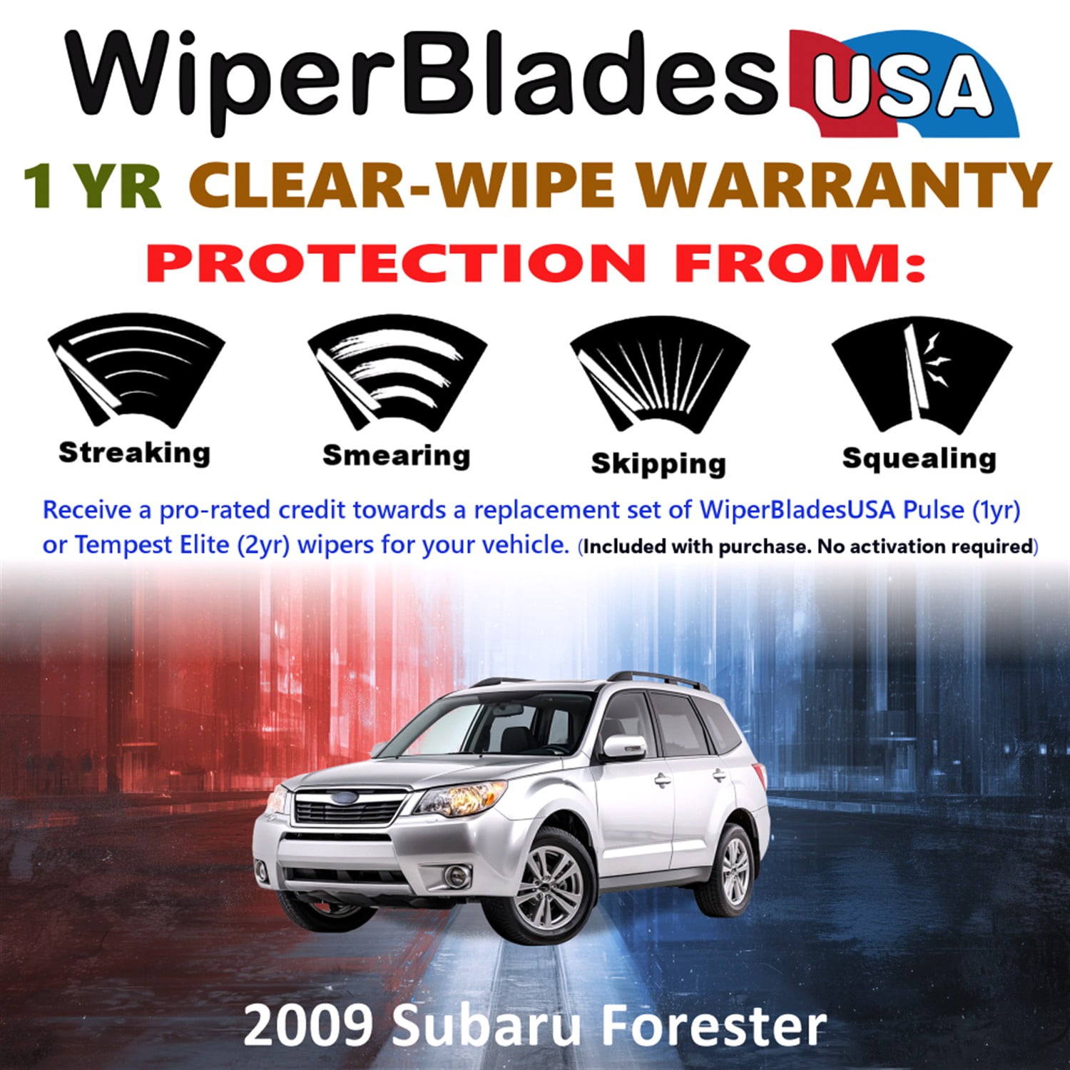 2009 Subaru Forester Beam Wiper Blades Wipers w/1yr Warranty (Set of 2) (WiperBladesUSA)