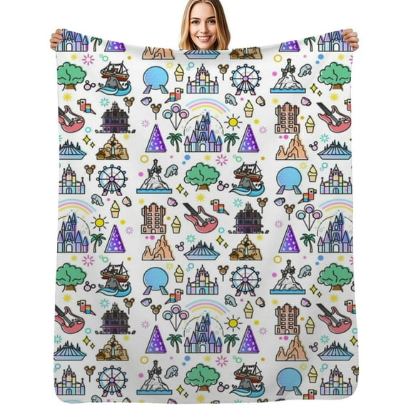 Happiest Place on Earth Collection Flannel Blanket Warm Soft Bedding Throws Winter Camping Chair Sofa Bed