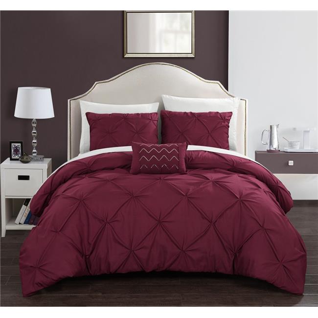 Chic Home BDS10469US Queen Size Pinch Pleat Ruffled Yvonne Duvet Cover