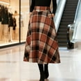 thumbnail image 6 of Womens Wool Blend Plaid Skirts Elastic High Waist A-Line Pleated Skirts Casual Loose Tartan Long Skirt with Pockets, 6 of 6