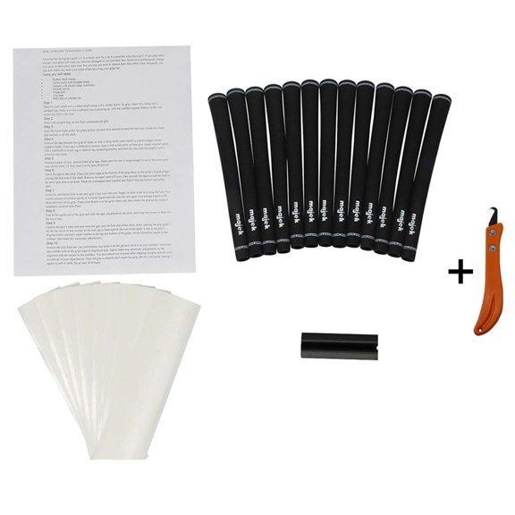 Majek Jumbo Size Tour Pro Black Golf Grips and Grip Kit   Utility Hook Blade (13 Grips, Grip Tape, clamp, Grip Removal Hook Blade, Instructions)