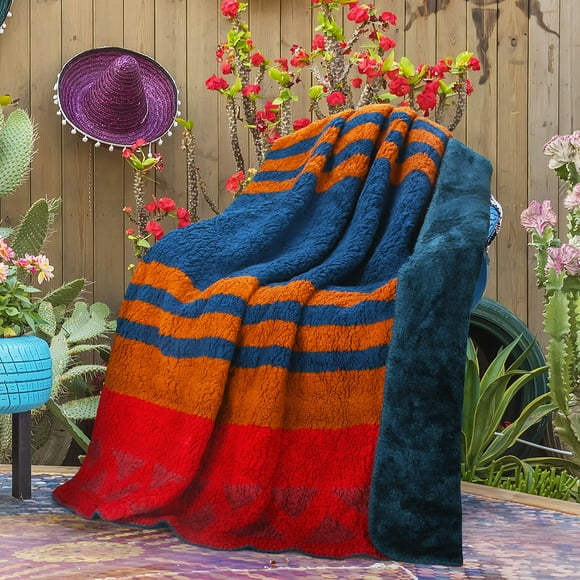 Catalonia Southwest Throw Blanket, Aztec Blanket for Couch or Room Decor, Reversible Comfy Fluffy Mexican Blanket, Gift Blanket, 50x60 inches
