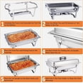 thumbnail image 4 of LoLado 4 Packs Chafing Dish Buffet Set: 8 QT Stainless Steel Buffet Servers - 8 Quart Food Warmer with Fuel Holder & Water Pan - Complete Chafer Set for Parties Wedding Banquet Catering Event, 4 of 6