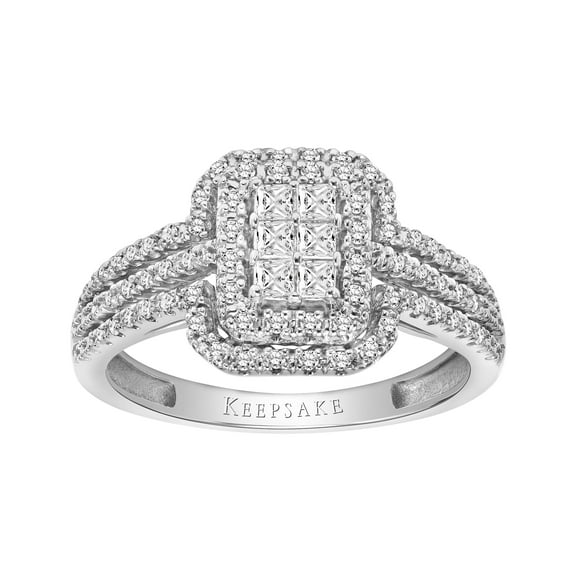 3/8ctw 10KT White Gold Emerald-Shape Genuine Certified Diamond Limited Edition Ring by Keepsake