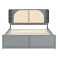 thumbnail image 4 of Harper & Bright Designs Queen Size Rattan Platform Bed Frame with Headboard & Trundle, Wood Bed Frame with Shelves and Drawers, Gray, 4 of 13