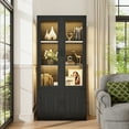thumbnail image 3 of MIIFUNY 67" Tall Display Cabinet with LED Lights, 4 Tier Bookshelf Storage Cabinet with Magnetic Doors, Trophy Display Case for Living Room, Bedroom, Kitchen, Black, 3 of 7