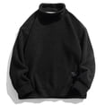 thumbnail image 2 of JUUYY Men's Thick Alpaca Wool Sweater Solid Turtleneck Loose Fit Pullovers Winter Thermal Jumpers Drop Shoulder Xmas Trendy Sweater Black M, 2 of 3