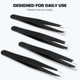 thumbnail image 6 of EXLEAF [4+1 Pack] Precision Tweezers Set with Travel Case,Professional Stainless Steel Eyebrow Tweezers for Women&Men,Multi-Purpose for Facial Hair&Ingrown Hair Removal, 6 of 7