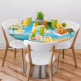thumbnail image 2 of Round Fitted Tablecloth with Elastic, Watercolor Lemon Decor Round Tablecloths Wipeable Waterproof Table Cover Indoor Outdoor Circle Cover for Dining Kitchen Patio Camping Picnic, 40"-44", B-3, 2 of 6
