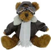 Plush Pilot Bear 10" Dark Brown