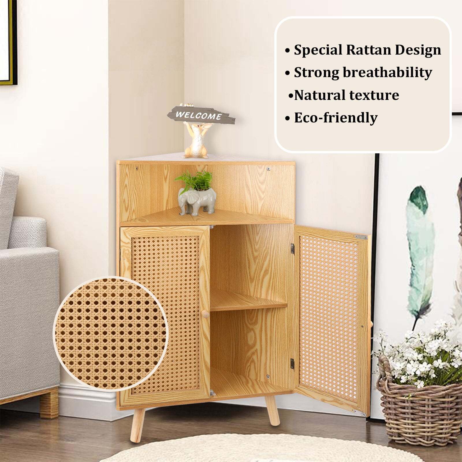 Rattan corner cabinet hotsell