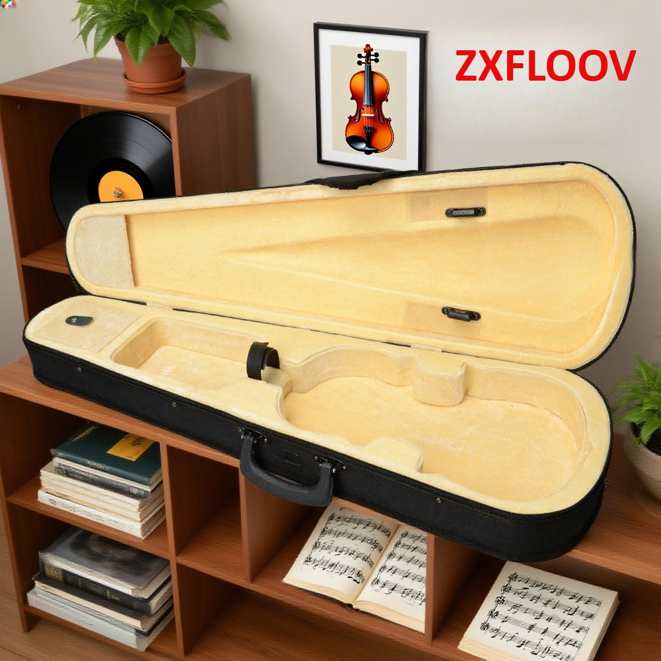 Premium Durable Cloth Fluff Triangle Violin Case with Beige Lining for 4/4 Violins - Stylish Protection for Your Instrument