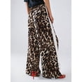 thumbnail image 5 of Women'S Cheetah Print Wide Leg Baggy Pants Y2k Side Loose Streetwear Trousers Brown & White L, 5 of 8
