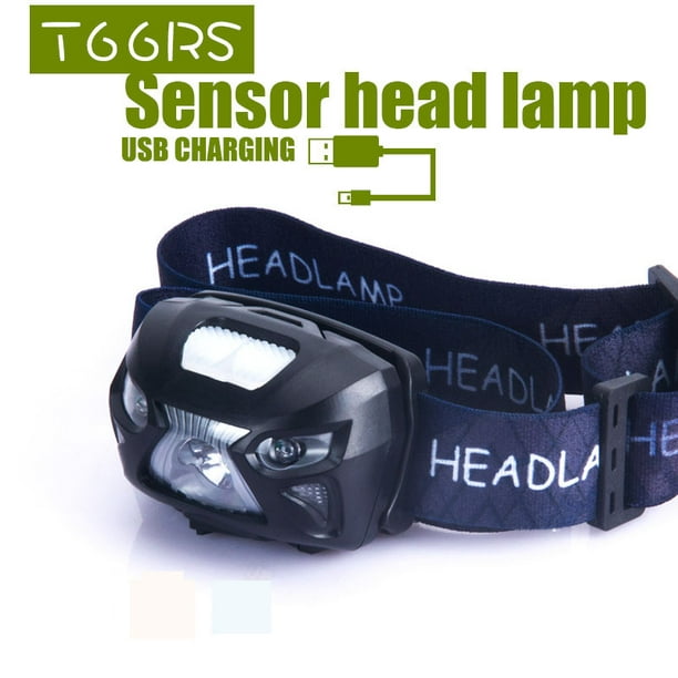 USB Rechargeable Headlamp Flashlight Sensor LED Headlamp - Waterproof  Headlamps for Running, Walking, Camping, Reading, Hiking, Kids, DIY More,  USB Cable Included, Black 