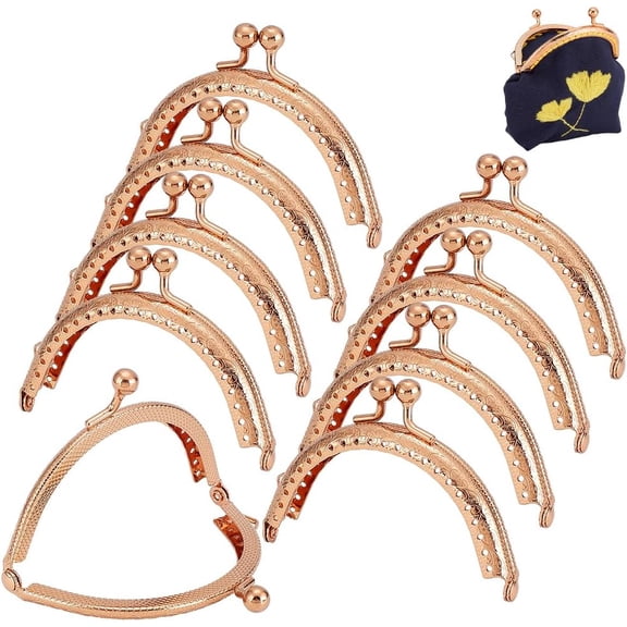 10pcs Purse Clasp Frame Wallet Bag Kiss Clasp Lock Retro Arch Purse Coin Bag Frame Metal Purse Clip Hardware for DIY Craft Purse Bag Handle Sewing Craft Golden 3.35inch Long
