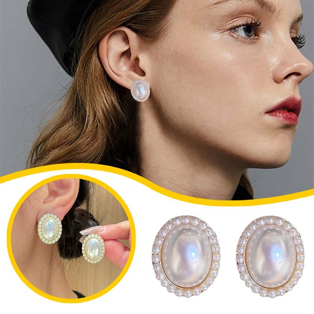 S925 Aguja de Plata Retro Oval Pendientes de perlas para las mujeres de diseño de gama alta Pendientes de estilo