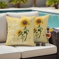 thumbnail image 4 of Yellow Sunshine Sunflower Outdoor Waterproof Pillow Covers, Pastoral Bees Farmhouse Floral Decorative Square Throw Pillowcase Sofa Cushion Sham for Patio/Couch/Chair, 20"x20" 2 Pack, 4 of 8