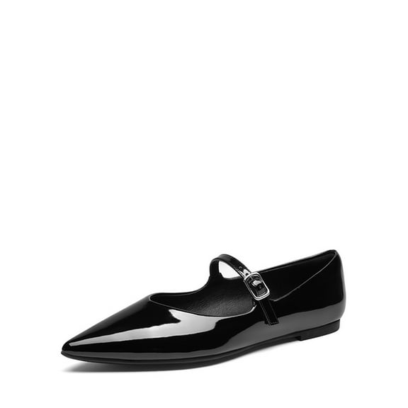 Patent Pointed Toe Mary Jane Flats for Women