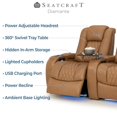 thumbnail image 6 of Seatcraft Diamante Zero-Gravity CoolZero Italian Leather Home Theater Seating, Power Headrest, Power Recline, Row of 2, Tan Oak, 6 of 9