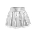 thumbnail image 6 of Aiihoo Kids Girls Jazz Dance Performance Outfit Mock Neck Short Sleeve Sequins Metallic Shirt Crop Top with Shiny Tutu Skirt Streetwear Silver 14, 6 of 6