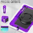 thumbnail image 6 of Case for Samsung Galaxy Tab S10 FE+ Plus 13.1 inch 2025, 360 Rotating Stand Handle Pencil Holder Shoulder Strap Heavy Duty Shockproof Cover, Purple, 6 of 7