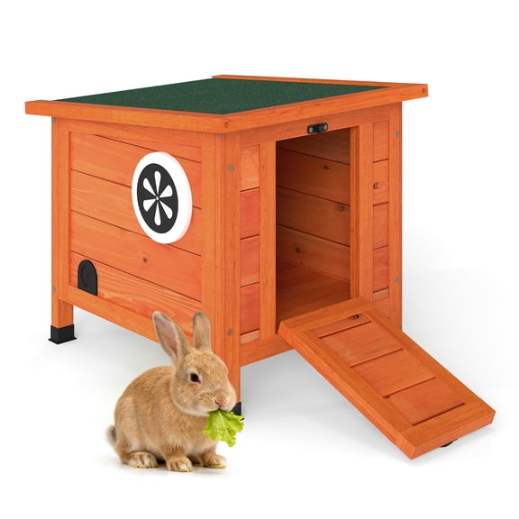 Coziwow Rabbit Hutch Cat House for Small Animal Wooden 20”x 16”x 17”, Khaki