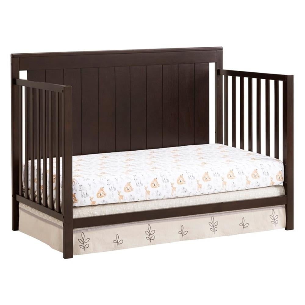 Oxford Baby Lazio 4-in-1 Convertible Crib, Espresso Brown, GREENGUARD Gold Certified, Wooden Crib