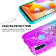 thumbnail image 5 of SOGA Rhinestone Liquid Quicksand Cover Cute Girl Phone Case for Samsung Galaxy A11 Case with Embedded Ring for Magnetic Car Mounts and Lanyard - Purple / Teal, 5 of 5