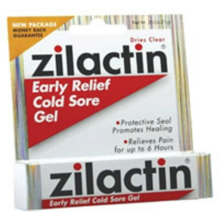 Zilactin Cold Sore Gel, Medicated Gel 0.25 oz (Pack of