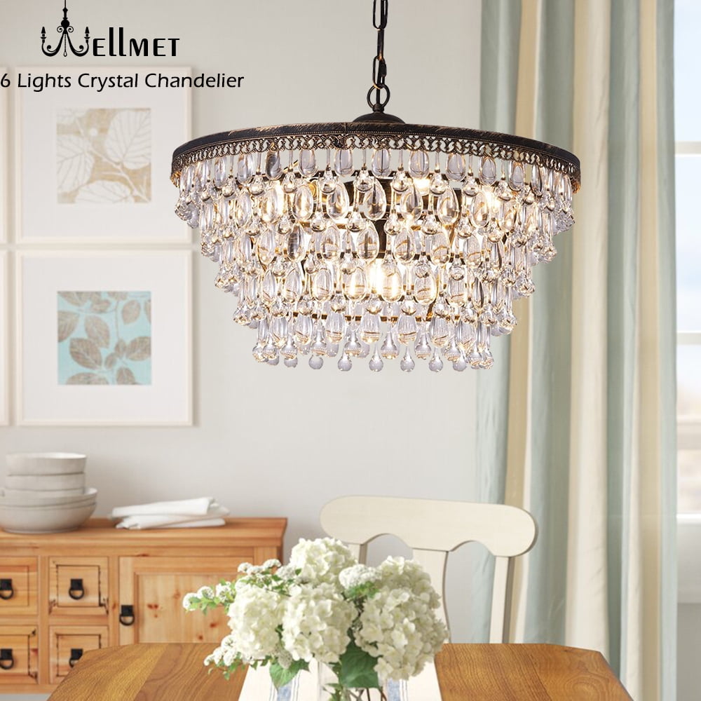 Luxurious Crystal Chandelier with Octagon Shape Crystal Lighting Fixture Pendant Light for Dining Room Bathroom Bedroom Living Room 3 E26 LED Bulbs Silver