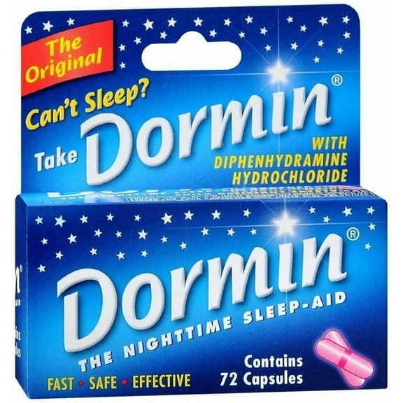 Dormin The Night Time Sleep Aid Capsules Fast Safe Effective, 72 Count - 3 Pack