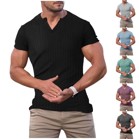Men s Solid Color Round Neck Short Sleeve Casual Top Tee Shirt for Daily Wear Gym Workout Loungewear Running Vacation Outfits Classic Mens Apparel | Ihhxva Gray XL