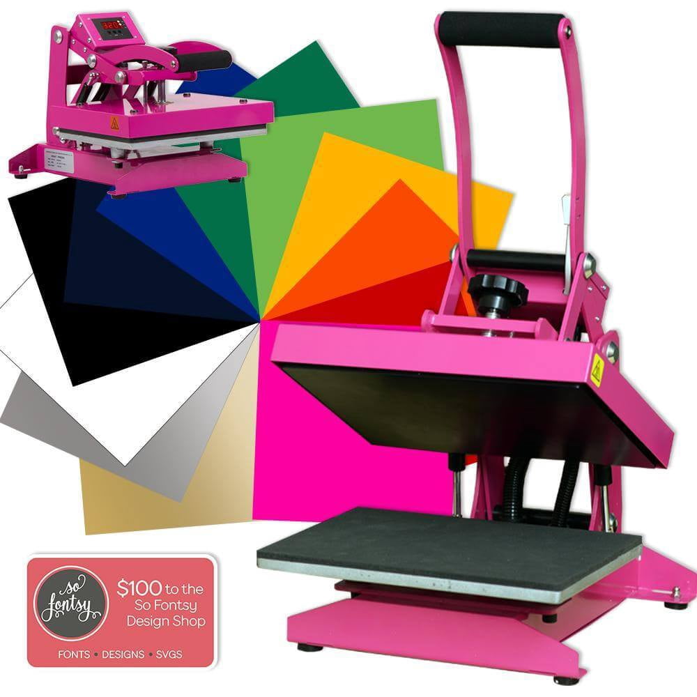 Pink Pro Craft Heat Press 9" x 12" Bundle