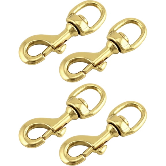 Flag Clip Swivel Spring Hook, 4 Pack Flag Pole Clips, Heavy Duty Brass Swivel Snap Hooks with Swivel Eyelet, for Diving, Dog Leash, Ropes, Flag Pole, Leather Crafts, Pet Collar
