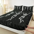thumbnail image 3 of jejeloiu Vintage Skeleton Bed Sheets,Boho Bohemian Style King Sheets,White Black Sheet Set For Adults,Microfiber Bedroom Decor,4 Pieces, 3 of 7