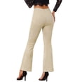 thumbnail image 3 of Pantalones Flare Sólidos de Mujer INSPIRE CHIC con Cremallera Lateral Oculta de Suede Sintético Talla XL Beige, 3 of 6