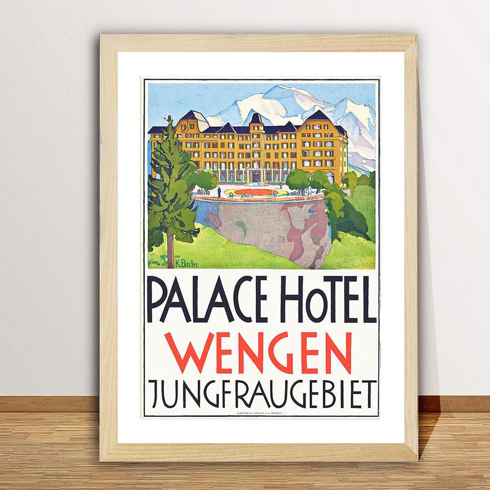 Palace Hotel Wengen Switzerland Vintage Travel Poster Gift Idea Wall Decor Art Home Decor Office Wall Art
