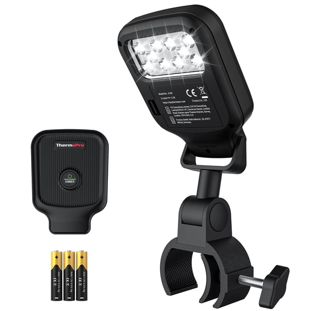 Luz para Parrilla Exterior para BBQ con 10 LEDs, Ajustable a 360°, 3 Niveles de Brillo y Botón de Ahorro de Energía,