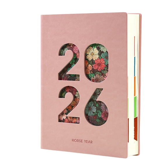 Sktrjpolfis 2026 Schedule Planner, A5 Size, 200 Sheets Paper, Coil Binding, Faux Leather Cover, 5 Colors, for Daily Work School Home Planning