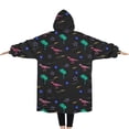 thumbnail image 2 of Oversized Wearable Blanket Hoodie,Colorful Dinosaurs Palms Stars Pattern Sherpa Blanket Hoodie with Super Pockets,Super Warm Fuzzy Pullover for Women & Men, 2 of 6