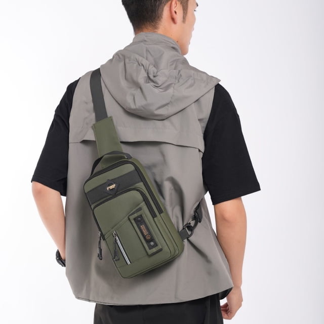 Iumwxz Sacs à Bandoulière Sac de Poitrine Bandoulière Sangle Réglable Organisateur de Rangement Portable Multi-Couches Résistant à l'Eau Multi-Poches Mode Sport Voyage Polyvalent Léger 1 Pack Vert