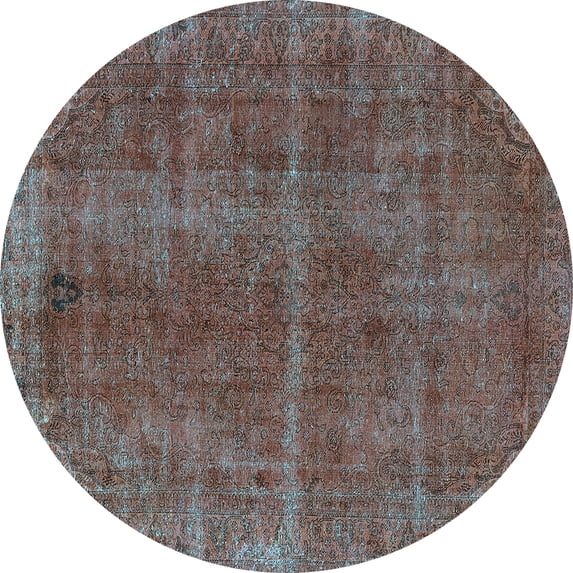Ahgly Company Indoor Round Oriental Light Blue Industrial Area Rugs, 5' Round