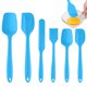 thumbnail image 1 of Juego de 6 espátulas de silicona de grado alimenticio, espátulas de goma para calentar, diseño de una pieza sin costuras, azul, 1 of 6